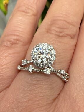 🔥Sale🔥Intricate Twig Inspired wMicro Accents  Moissanite AdjusSilver Copper Ring